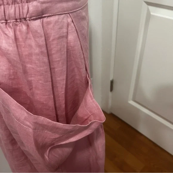 LINTICO 100% linen midi skirt new women’s size small dusty rose airy travel boho - Picture 15 of 16